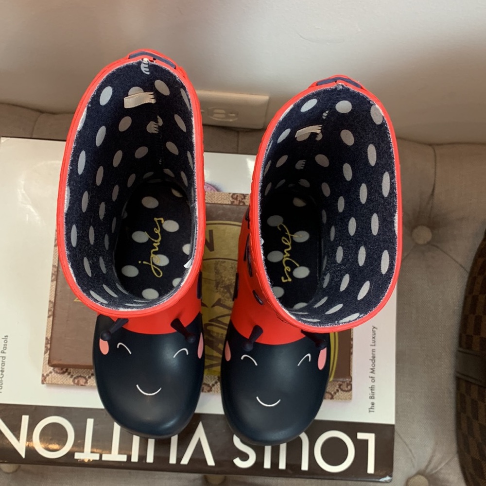 ❗️PRICE FIRM! Joules Roll Up Flexible Printed Rain Boots Red Lady Bug US Kids 9_6
